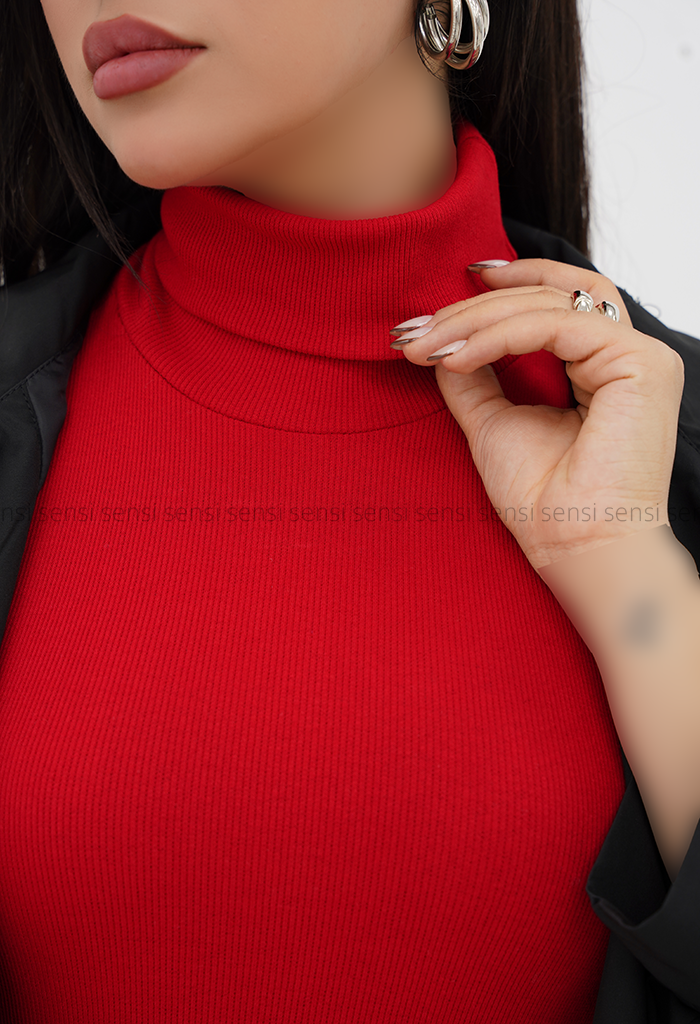 بلوز زنانه یقه اسکی حلقه ای کد1006830